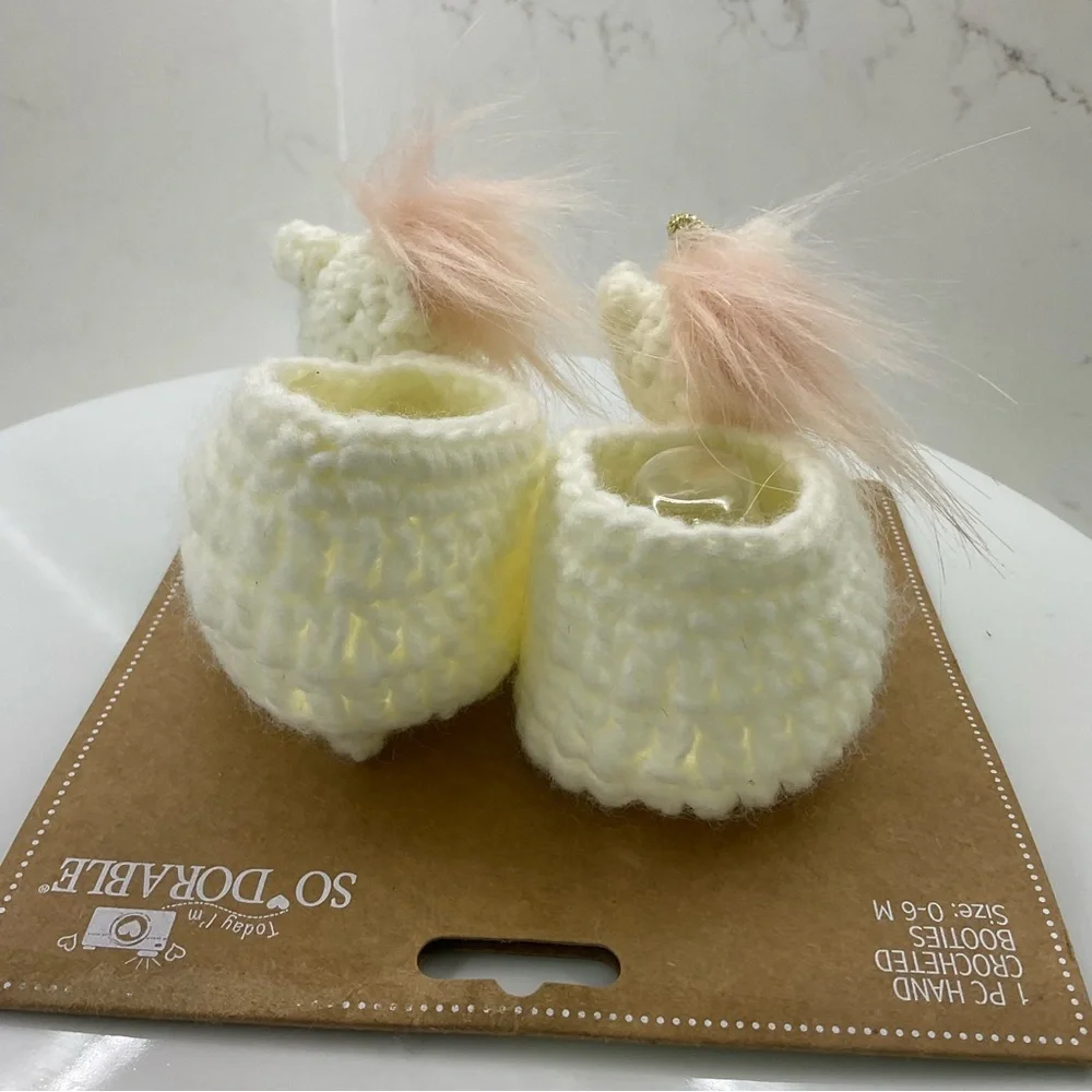 So’Dorable hand crocheted booties unicorn size 0-6M New